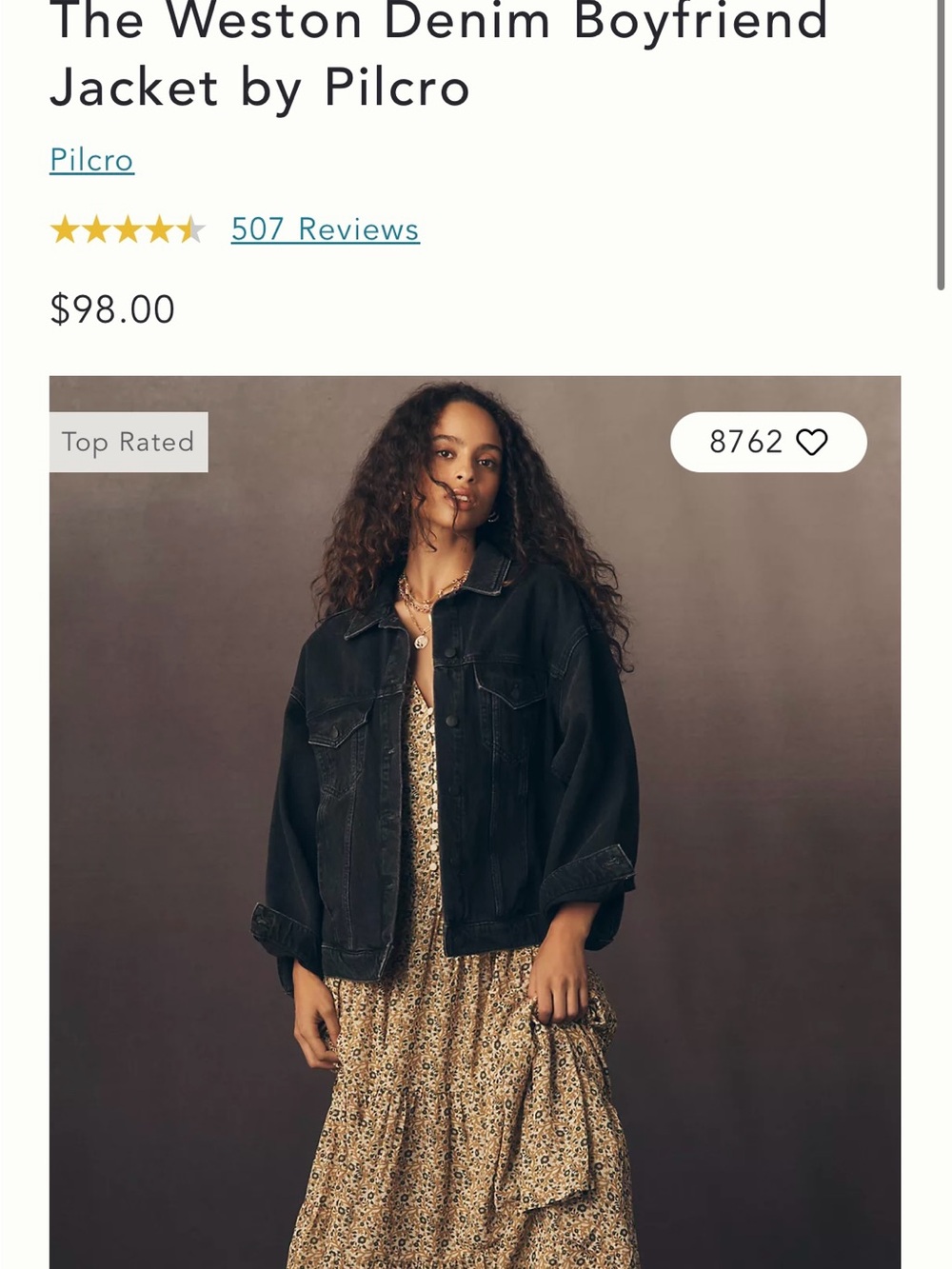 The Westin Anthropologie Black Denim Boyfriend Jacket in size XS
